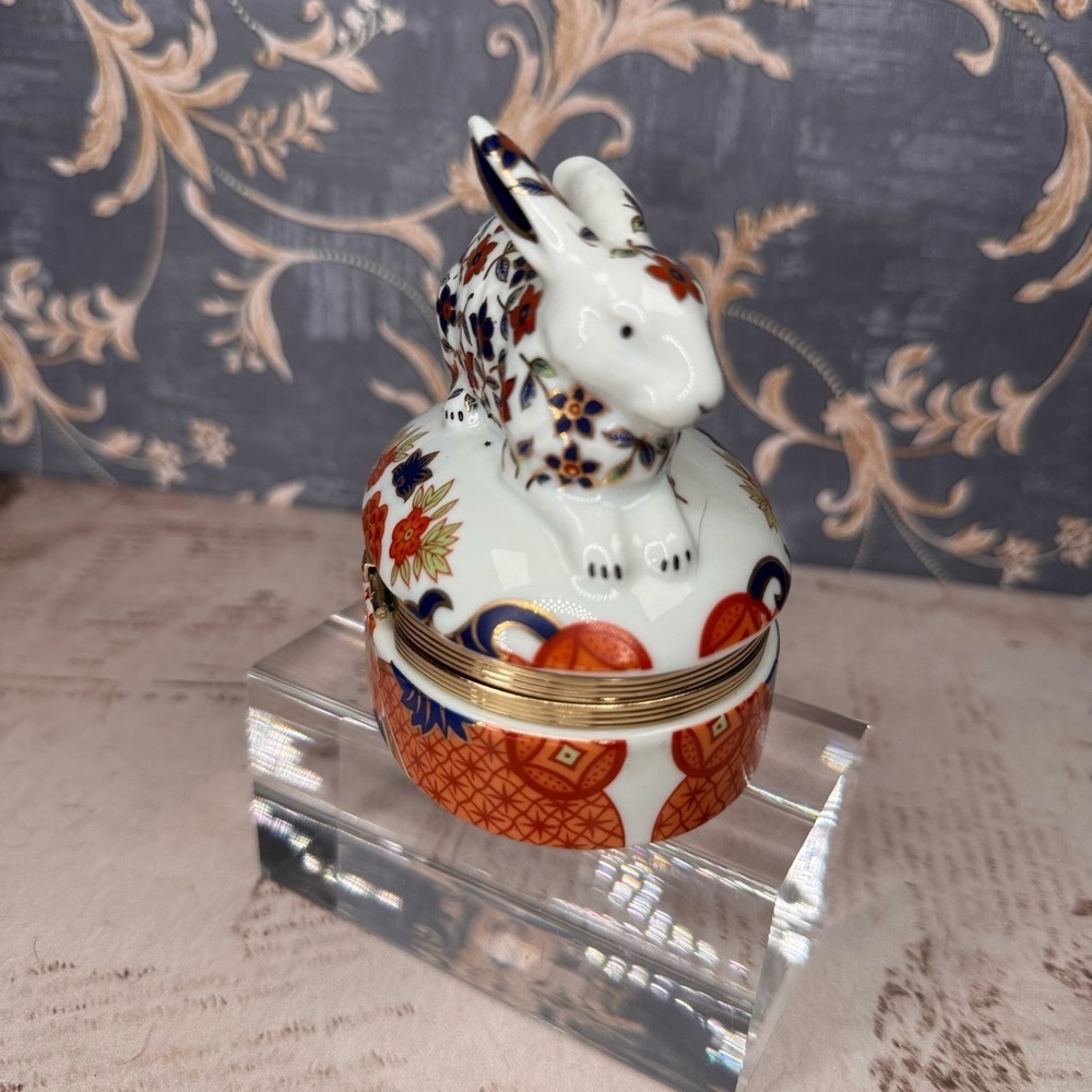 Vintage Andrea by Sadek Imari Style Rabbit Trinket Box Porcelain Japan - Picture 7 of 9